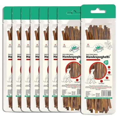 Carnello Hundespaghetti – Hundeleckerli, Leckerlis für Hunde, Hundesnacks getreidefrei – Wiederverschließbarer Beutel (8 x 60g)