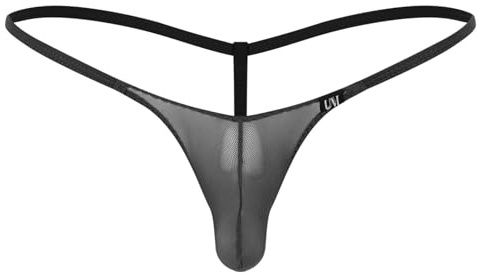 Oyolan Herr stringtrosa sexig transparent mini bikini stringtrosa jockstrap gay underkläder tanga G-string M-XXL, svart, XL