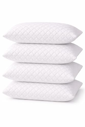 AmigoZone 4 Pack Hotel Quality Bed Pillow Pair Luxury Firm Support Side Sleeper Pillow Back Neck Pain Relief Support Pillow Ultrasonic Quilted Desing- Pack of 4 Pillows