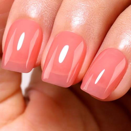Imtiti Sheer Peach Gel Nagellack, 15ML Jelly Light Peach Pink Translucent Color UV/LED Soak Off Gel Polish für DIY Nail Art Maniküre und Pediküre zu Hause 1Pcs