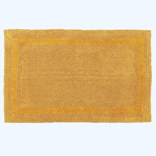 Homescapes Großer Badvorleger senfgelb, XXL Badematte 70x120 cm, Baumwoll-Badteppich Premium mit Wende-Design