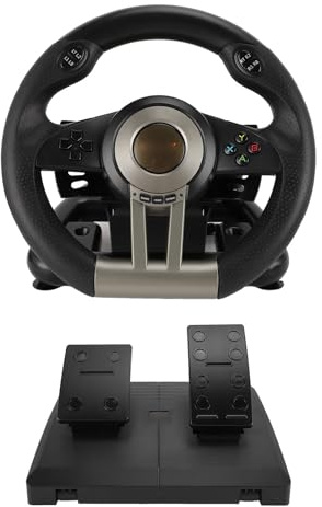 Garsent Volante e Pedale per PC con Regolazione Intelligente delle Vibrazioni, Design con Manuale, Ampia compatibilità di Gioco, per, per