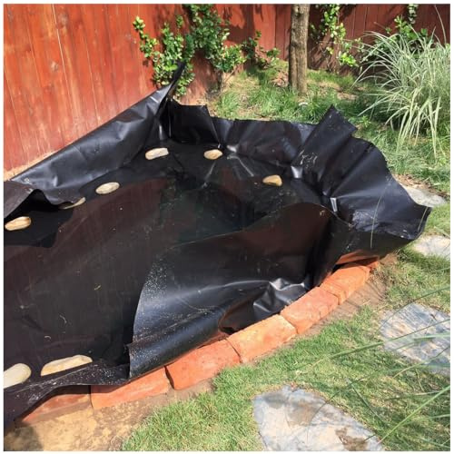 Schwarz Gartenteichfolie PVC Teichfolie 0,2mm Dick Teichfolie Gartenteich HDPE Für Fischteich Bachbrunnen Wassergarten Wassergarten, UV Und Witterungsbeständig Teichfolie Garte(Size:6x8M(19x26ft))