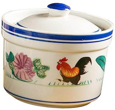 SHOWERORO 1pezzi Ciotola per Zuppa in Ceramica con Coperchio Pentola per Stufato in Ceramica Ciotola per Zuppa Utensili da Cucina Stoviglie da Cucina