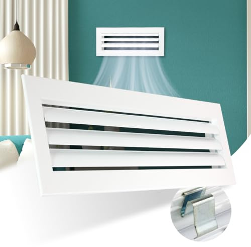 Rejilla Ventilacion Rectangular Blanca Lama Curva Horizontal para Aire Acondicionado (200x150) Conductos Aire Central de Aluminio Resistente Rejillas de Ventilación para Salida de Aire Acondicionado