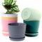 MUAEEOK 18CM 6 Pack Plant Pots Indoor Plastic Planters with Drainage Holes and Saucers for Indoor Outdoor House Plants and Flowers Modern Decorative Planter Pot for All House Plants (Multicolor)