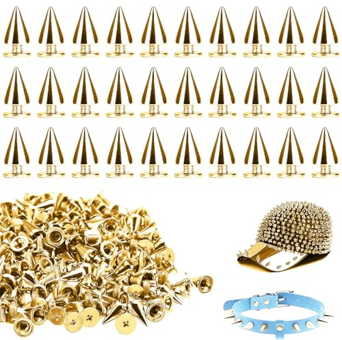 EIH1 50 Stück Ziernieten Set Punk Nieten Gold Metall Killernieten Rostfrei Ziernieten Schraubnieten Spitz 7 * 10mm
