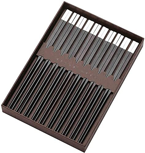 OWOHYG Bacchette riutilizzabili Bacchette Giapponesi Bacchette in Metallo 10 Paia Bacchette riutilizzabili Set Regalo, Bacchette Cinesi in Legno Naturale con Testa in Metallo Scatola fatt(A-25Cm)