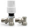 VANCOCO Válvula termostática G1/2 + rosca de retorno con conexión roscada para radiadores, juego completo en forma de esquina, cabezal termostático, válvula de calefacción, color blanco, sensor