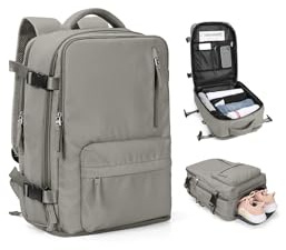SZLX Kabinväskor 40x20x25 för Ryanair Undersäte Handbagage Väska Kvinnor, Easyjet Kabinväska 45x36x20 Handbagageväska Reseryggsäck Kabinstorlek Ryggsäck Laptop Ryggsäck Vattentät Män Gråbrun