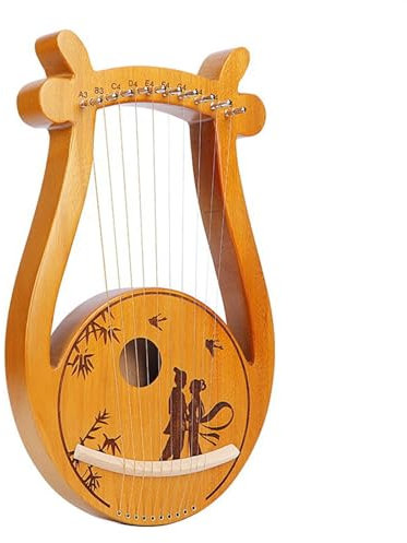 LVYUDS 10-Saitig Mahagoni Lyre Harfe Box Typ Anfänger SchoßHarfe Tragbar für Reisen Aufführungen Harfe Instrument für Kinder Musikliebhaber Party(A1)