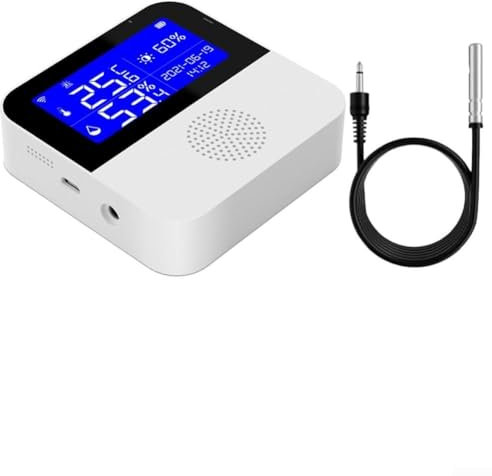 Hasaller Monitor de humedad de temperatura, alarma de detección de humedad, sensor de temperatura WiFi, termómetro digital, higrómetro interior, termómetro con sonda externa (un juego)