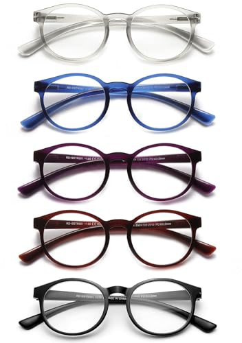 SKYWAY 5 Pack Lesebrille fur Herren Damen, Blaulicht blockierende Brillen, leichte Blendschutz-Computerspielleser