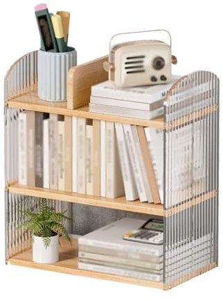 Büroschrank Density Board Desktop-Bücherregal, mit Kunststoff-Schallwand, Schreibtisch-Regal-Organizer, einfache Bücherregal-Aufbewahrung for Büro, Zuhause, Küche Modernes Büromöbel(L40xW22xH40 cm)