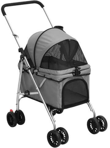 Gecheer Hundewagen Faltbar Hundebuggy Hundetrolley Grau 76x50x100 cm Oxford-Gewebe