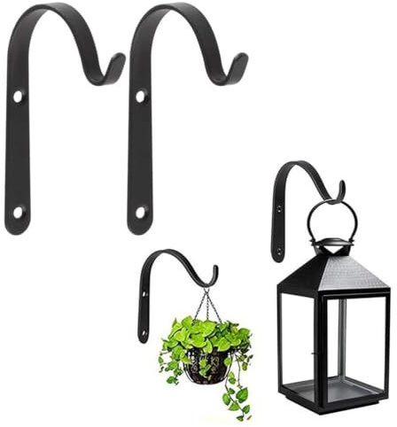 Wandhalterung Pflanzenhalter Metall Set 4-tlg für Blumenampeln und Vogelhäuschen Dekorativ (Schwarz)