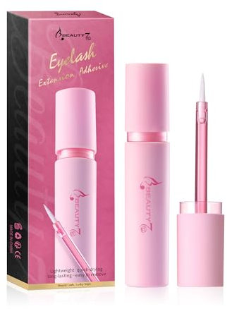 Beauty7 False Eyelash Glue, Strong Hold False Lashes Glue Waterproof Latex Free Eyelash Glue Professional Transparent Strip Eyelash Adhesive White Lashes Glue Clear
