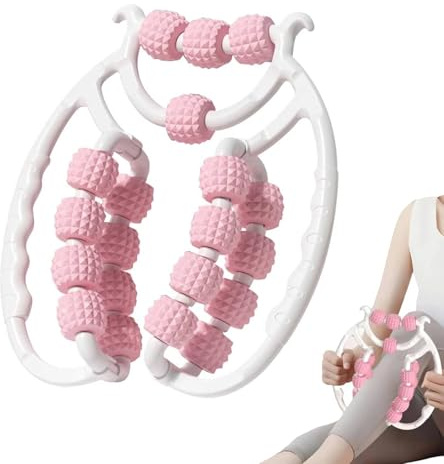 Cellulite Massagegerät, 20 Räder Cellulite Roller, 360°-Abdeckung Anti Cellulite Massage Massagegerät Massageroller Roller, ultraportabel Faszienrolle mit Griff, Fördert die Durchblutung (Rosa)