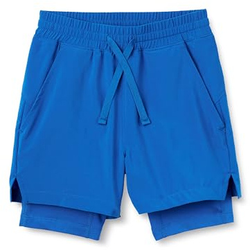 Amazon Essentials Boys' Active Performance Stretch Woven Athletic PE Training Shorts with Liner