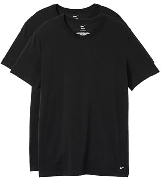 Nike Men's All Day Cotton Stretch Short Sleeve Crewneck Undershirts (2-Pack), Black, S
