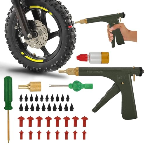 Runfarr Reparaturset für schlauchlose Reifen, Pannenreparatur mit 16 weichen Stoppern für Reifenpannen und Reifenpannen an Autos, Motorrädern, LKWs, Traktoren, ATVs und SUVs