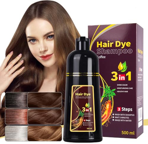 3 In 1 Shampoo Colorante Istantaneo Per Capelli Neri, Tintura Rapida E Di Lunga Durata, Shampoo Colorante Per Capelli Facile Da 500 Ml Per Uomini E Donne (Coffee)