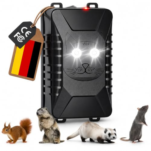 ADOGO Marderschreck Auto, Ultraschall Marderabwehr Batteriebetrieben, Maderschrecker Auto Mit Blitzlicht & Sensor, Nagetiervertreiber Marderschutz für Motorraum,Garage,Dachboden