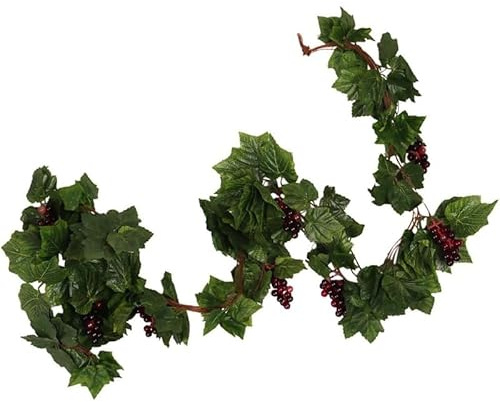 Tubayia Weingirlande 250 cm künstliche Weinrebe Traubenblätter Weinranke Traube Rebe Kunstpflanze Efeuranke Weinlaub Künstliche Pflanze Deko