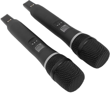 Plyisty Double Microphones pour karaoké, Transmission de Signal Stable, Système de Microphone sans Fil, Double Micro pour la Parole de Chant de karaoké avec Récepteur Rechargeable