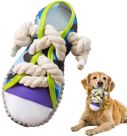 DiiWmme Squeaky Latex Rubber Dog Toy - Shoe Shaped Soft Chew Toy for Small Dogs & Puppies - Teeth Cleaning, Reduces Boredom (Grey sole edge)