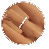 YADOCA Anello Antistress per Donna in Perle Naturali - Anelli Antistress Regolabile - Anello Fidget I Taglia 9-22