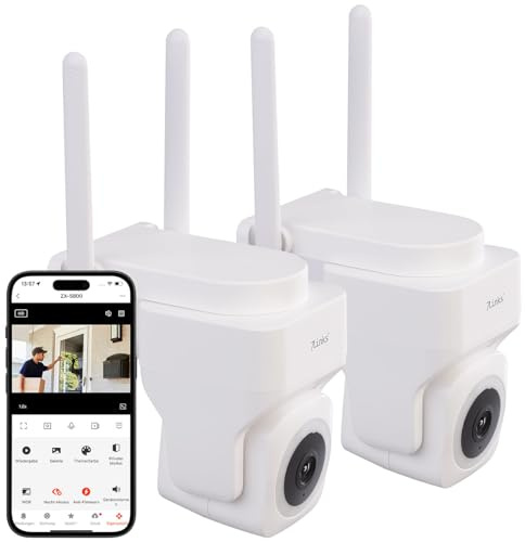 7links WLAN Kamera mit Sirene: 2er-Set Pan-Tilt-Outdoorkameras mit 2K-Auflösung, 4 MP, Dualband-WLAN (Netzwerk Überwachungskameras, Pan Tilt Überwachungskameras, IP)
