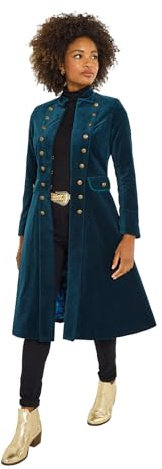 Joe Browns Women's Longline Military Moleskin Coat, Turquoise, 10