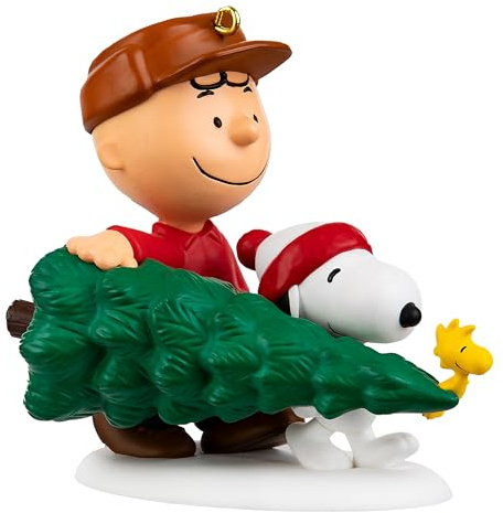 Hallmark Adorno Colgante de Cacahuetes de Recuerdo – Charlie Brown, Snoopy & Woodstock con árbol