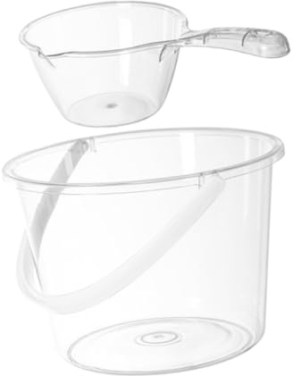 ROMISBABA Seau Plastique avec Poignée Capacité Importante Seau Eau Polyvalent pour Nettoyage Jardinage et Rangement et Portable avec Cuillère Usage Quotidien
