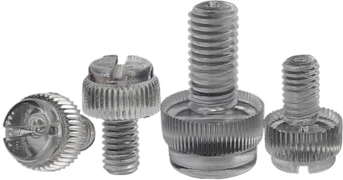 10/20 vis à oreilles moletées tête fendue, sans outil, en nylon PA66 transparent (blanc/noir), M3, M4, M5, M6 et M8 Vis MoletéEs Vis TêTe MoletéE Vis MoletéE M6 Noi(Clear,20pcs M4x8)