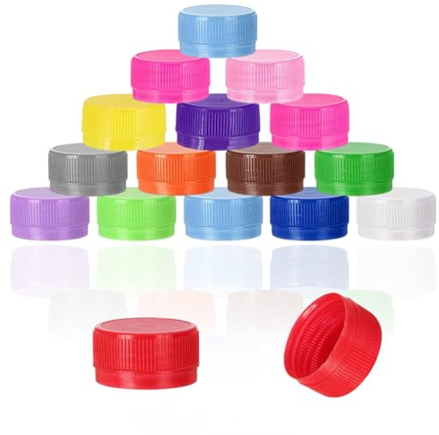 Plastic Bottle Caps & Lids, Reusable Tops for DIY Crafts & Storage, 50 PCS | Colorful Multipurpose Bottle Tops for Children Classroom Activities Scrapbooks Decoration Outdoor Games (Color Random)