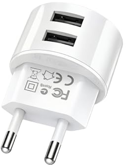 Medrialife USB Ladegerät Flach 2Ports USB Steckdosenadapter 5V2A Port Schnellladegerät für Smartphones/Tablets/MP3-MP4 Player Navi etc Geräte