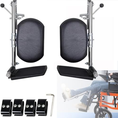 2pcs Verstellbare Rollstuhl Beinstützen aus|Höhenverstellung 40-70cm|Galvanisierte Ausführung |Winkelverstellung 90°-180°|für die meisten Rollstuhlkomponenten und Rollstuhlfahrer und Pflegekräfte