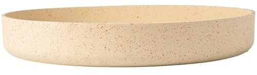 VIVANNO Pflanzschale Flach Rund Fiberglas Creme 40 cm - Dekoschale Modern | Mediterrane Blumenschale für Sukkulenten & Grabgestaltung - Wetterfest, Frostsicher & Langlebig - 40 x 6 cm