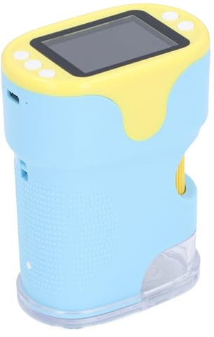 Keenso Microscopio de Mano para Niños FHD 10MP 1000X con Pantalla a Color de 2 Pulgadas, Kit de Portaobjetos de Microscopio Digital Portátil para Exploración Biológica, Material ABS Liviano (Blue)
