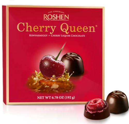 Roshen Cherry Queen Cioccolatini con Liquore di Ciliegia, Cioccolato Fondente, 192g