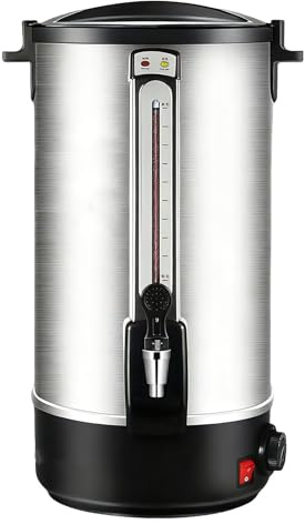MINEYCHCEY Glühweinkocher 20 L,Glühweinkocher Mit Zapfhahn Thermostat,Glühweintopf Edelstahl Mit Wasserstandsanzeige, Einstellbare Temperatur Von 30-110°C,Silber 30L