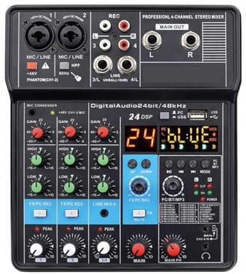 Mixer audio, Scheda Audio Mini Mixer Audio A 4 Canali DJ 16 Effetti Digitali Console Di Riduzione Del Rumore Registrazione USB For Il Canto