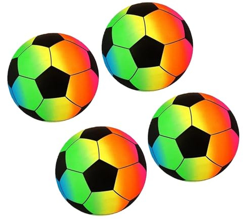 MSQUARE Rainbow Football, Colourful Kids Soccer Ball for Pool, Beach & Outdoor Play – Lightweight Summer Party Water Game Ball for Boys & Girls, 23CM (4 Pcs)