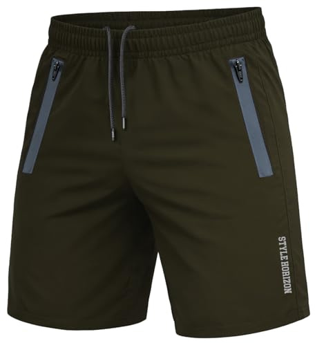 Style Horizon Mens Running Shorts with 2 Zip Pockets, Quick-Drying Breathable Shorts for Gym, Sports & Workout