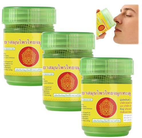 3 Stück Thai Inhaler, Verbundwerkstoff Thailändische Riechdose,Naturmaterial Thailand Riechdose,Tragbar Und Praktisch,Erfrischend Kühl,Ideal Zum Stressabbau Und Für Unterwegs