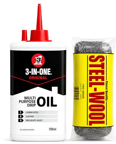 3 In 1 Multi-Purpose Drip Oil Can 100ml Bundled With Fine Grade Steel Wool For Bike Chain, Sewing Machine, Penetrating, Lubrication And Cleaning