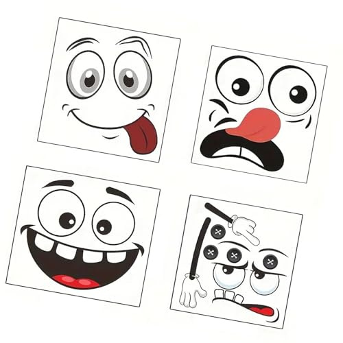 Cartoon Smiling Stickers Pack of 4 None Toxic Decals for Game Consoles Personalizing Technology Gadgets and Gaming Gear PVC Adhesive Stickers
