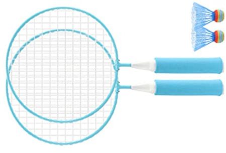 AMONIDA Ensemble de Raquettes de Badminton pour Enfants, doté Poignée Antidérapante Souple et d'un Cadre en Alliage Durable pour Un Jeu Actif, 2 Raquettes et 2 Balles